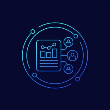 User metrics icon, collecting data linear design Stock Illustration