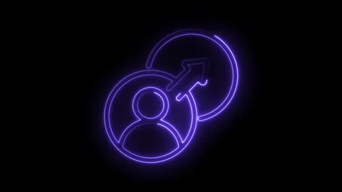 User migration purple neon icon on black background smooth animated transition Stock Footage 330776905
