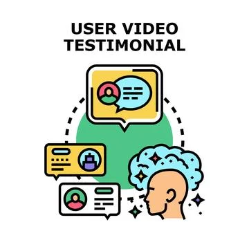 User mind collecting client video feedback testimonials Stock Illustration