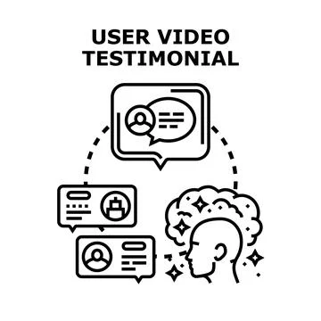 User mind collecting client video feedback testimonials Stock Illustration