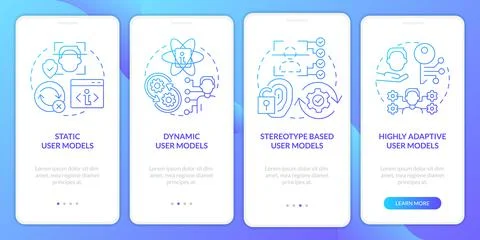 User modeling blue gradient onboarding mobile app screen Stock Illustration