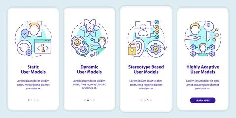 User modeling onboarding mobile app screen Stock Illustration