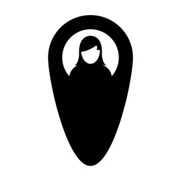 User navigation icon vector female person profile avatar with map marker pin  Illustrazione stock