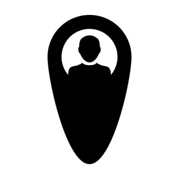 User navigation icon vector male person profile avatar with map marker pin Stock Illustration