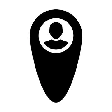 User navigation icon vector male person profile avatar with map marker pin 库存插图