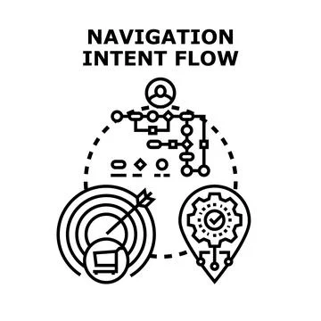 User navigation intent flow analyzing customer journey Stock Illustration