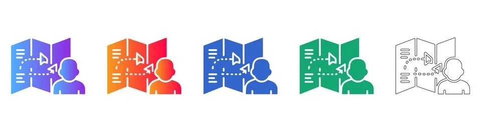 User Navigation Map Icons Set Stock Illustration