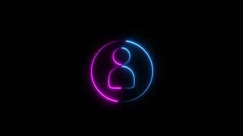 User neon line simple icon with circular line animation on dark background. Stock Footage 293484301