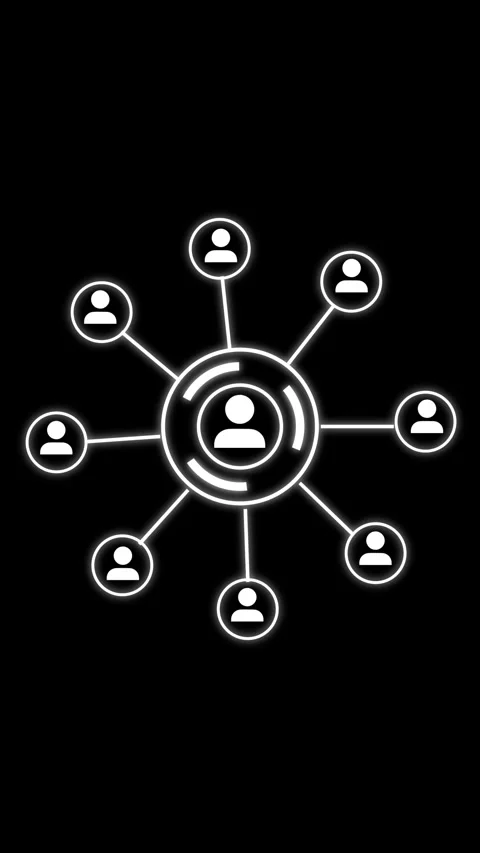 User network hub icon on black background. User network hub icon social net.. Stock Footage 345720208