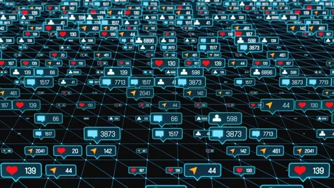 User network with online activities, post, likes, emails, social media followers Stock Footage 322521163