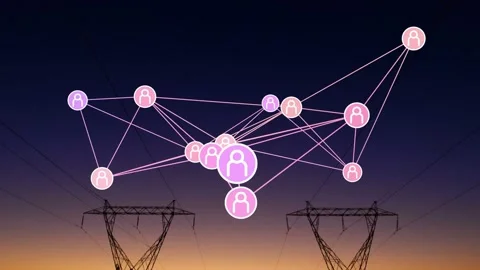 User-node network shifting after hub pulsing, optimizing telecom coverage above Video stock 332428509