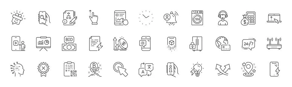 User notification, Pin and Excise duty line icons. For web app, printing. Line Stock Illustration