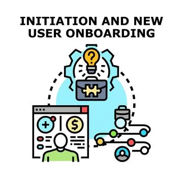 User onboarding initiation process and new member guidance concept Stock Illustration