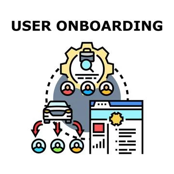 User onboarding process concept with digital interface Stock Illustration