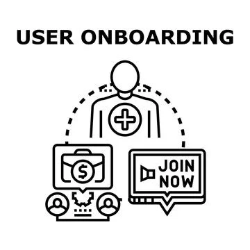 User onboarding process creating new client engagement Illustrazione stock