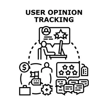 User opinion tracking and customer feedback analysis concept Stock Illustration