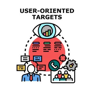 User oriented targets achieving business goals through strategy Stock Illustration