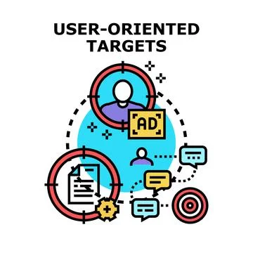 User oriented targets defining digital marketing strategy Stock Illustration