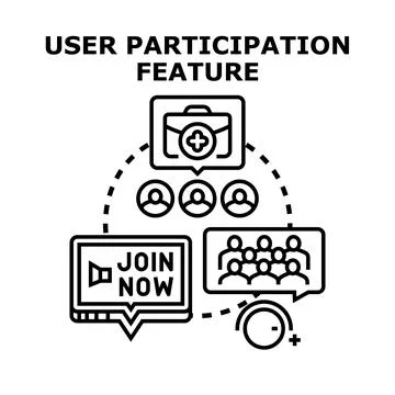 User participation feature vector concept illustration Stock Illustration