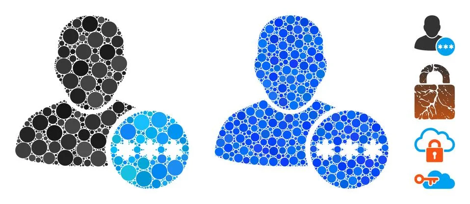 User Password Composition Icon of Spheric Items Stock Illustration