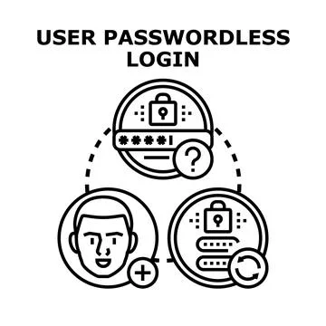 User passwordless login concept managing digital identity Stock Illustration