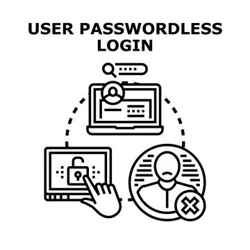 User passwordless login system verifying identity digitally 库存插图