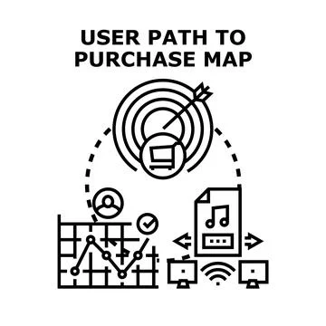 User path to purchase map concept illustration Stock Illustration
