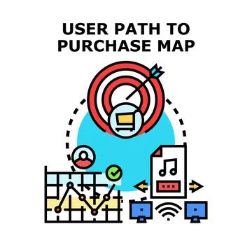 User path to purchase map concept illustration Stock Illustration