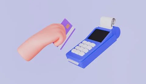 User pay from credit card with POS Terminal Machine Stock Illustration