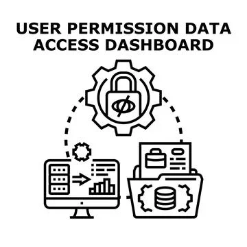 User permission data access concept dashboard Illustrazione stock