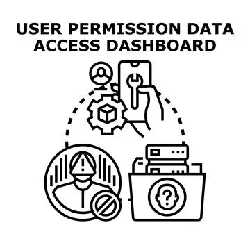 User permission data access dashboard concept Stock Illustration