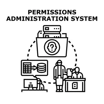 User permissions administration system accessing confidential database Illustrazione stock