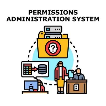 User permissions administration system accessing confidential database Illustrazione stock