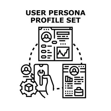 User persona profile set developing target audience 스톡 일러스트