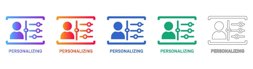 User Personalization and Settings Icon Set Stock Illustration