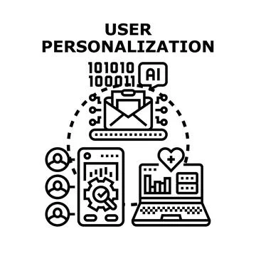 User personalization concept applying digital data analytics Ilustración de archivo