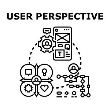 User perspective considering design process and experience Stock Illustration