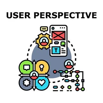 User perspective considering design process and experience Stock Illustration