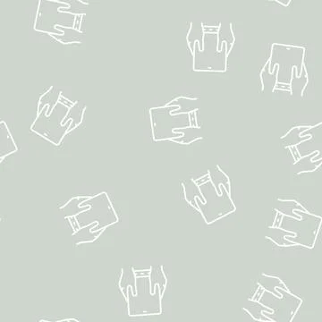 User playing on flexible smartphone screen line seamless pattern Illustrazione stock