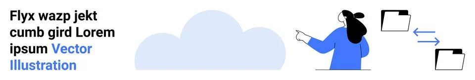 User pointing at cloud with file transfer icons, conveying data migration or  Stock Illustration