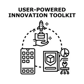 User powered innovation toolkit creating new products Stock Illustration
