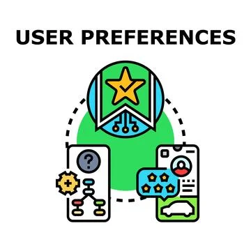 User preferences selecting custom settings and feedback Stock Illustration