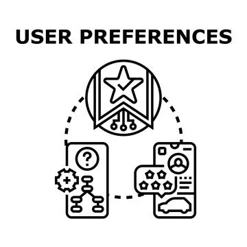 User preferences selecting custom settings and feedback Stock Illustration