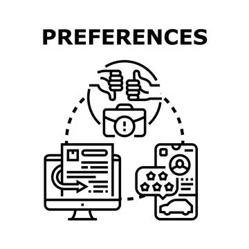 User preferences selecting option and providing feedback Stock Illustration