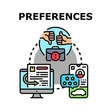 User preferences selecting option and providing feedback Stock Illustration