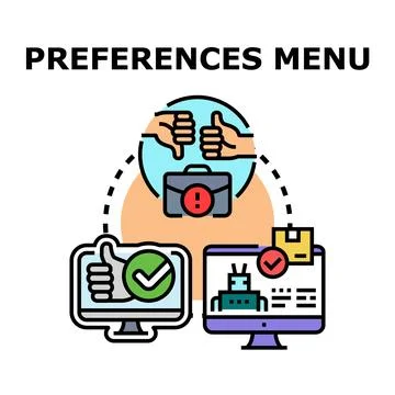 User preferences settings in menu interface concept Illustrazione stock