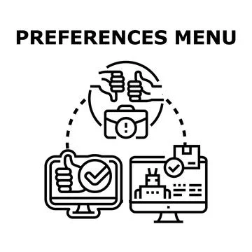 User preferences settings in menu interface concept Stock Illustration