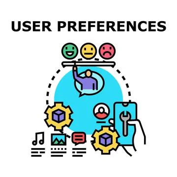 User preferences settings with service personalization options Stock Illustration