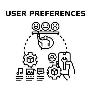 User preferences settings with service personalization options Stock Illustration