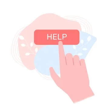 The user press a button with a finger. イラスト素材